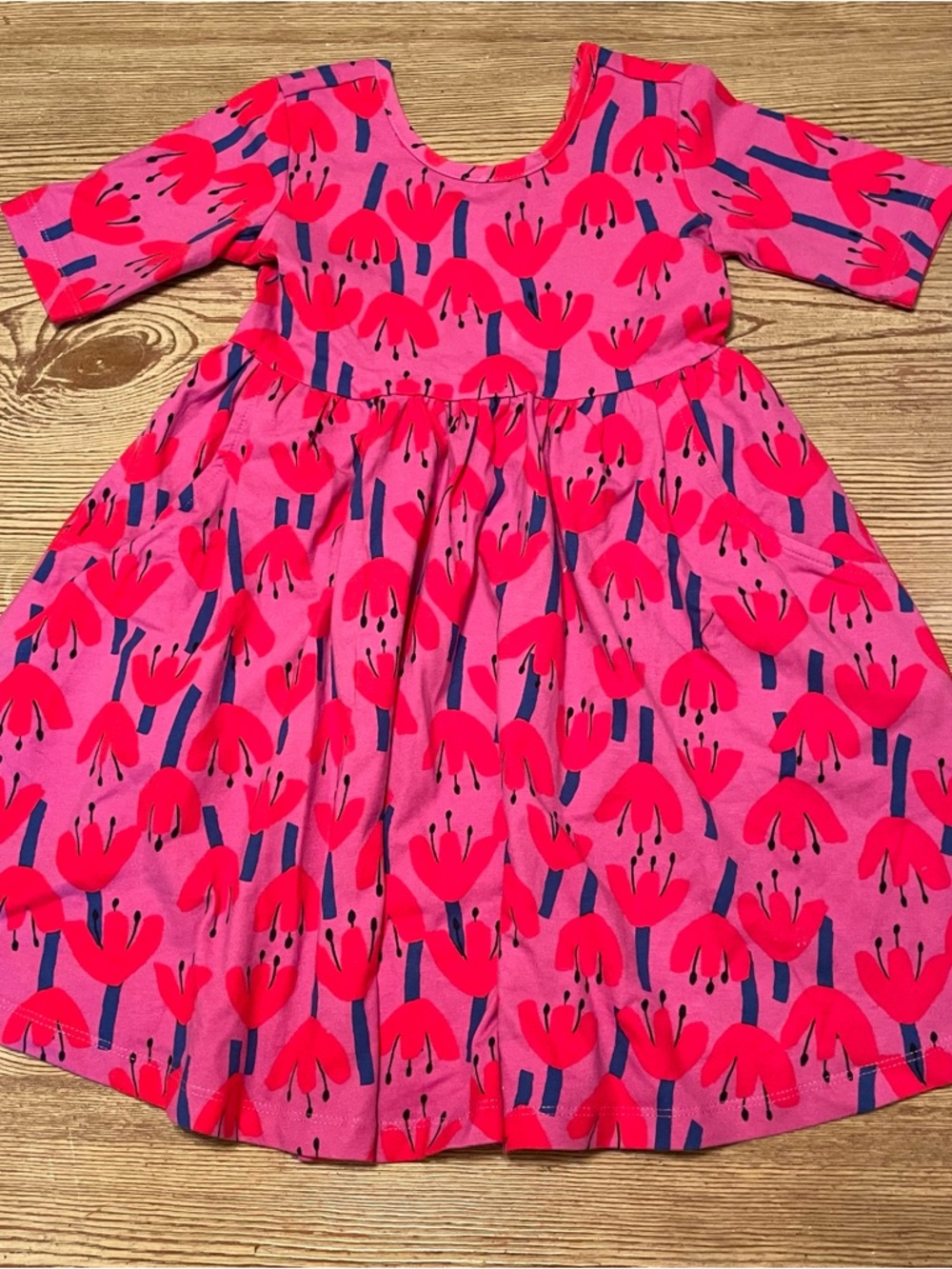 Hanna Andersson Hot Pink Floral Casual Short Sleeve Dress